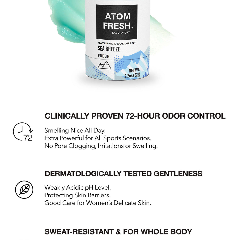 Mobile-Whole body deodorant. Clinically proven 72-hour odor and sweat control. Natural formula with a pH of 6, gentle and non-irritating, dermatologist-tested.