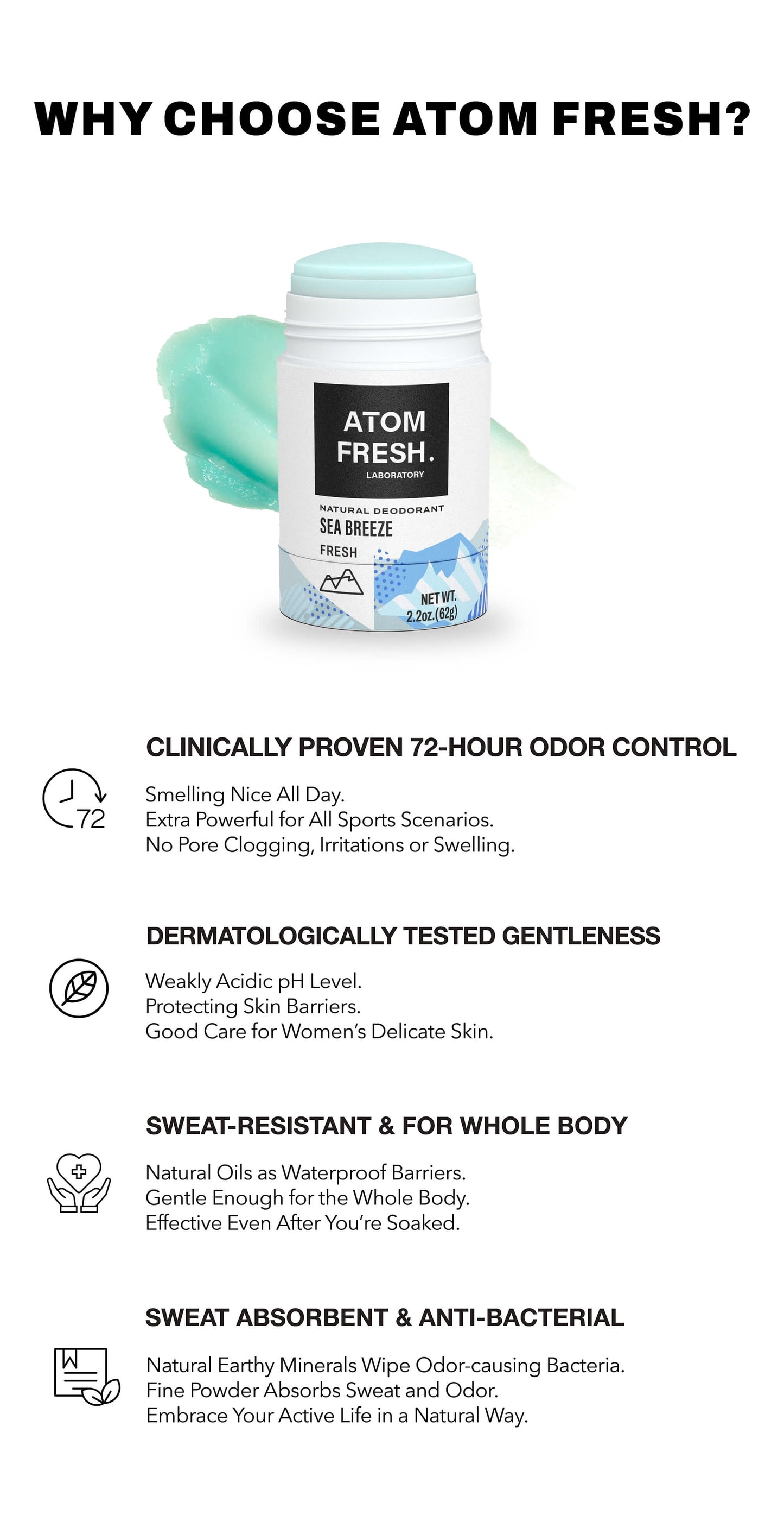 Mobile-Whole body deodorant. Clinically proven 72-hour odor and sweat control. Natural formula with a pH of 6, gentle and non-irritating, dermatologist-tested.